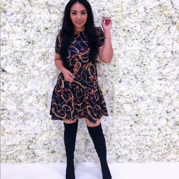 zara dress chain print